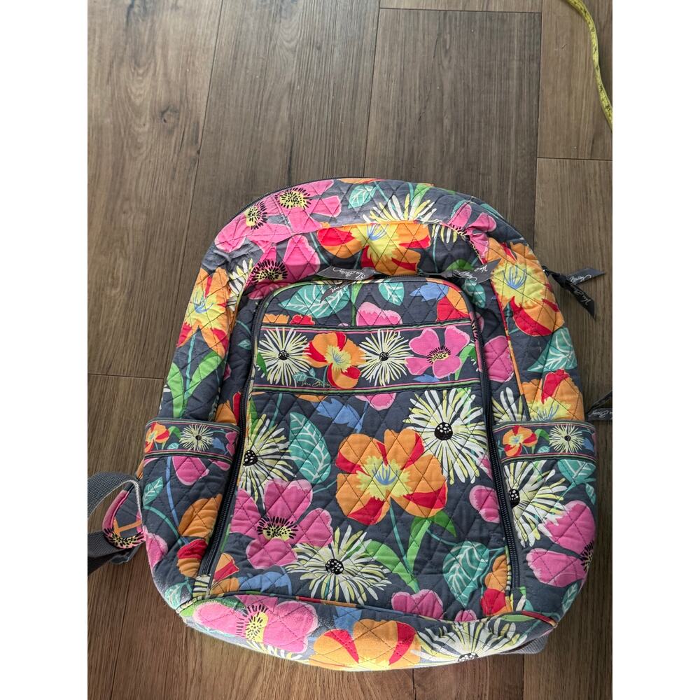 Vera Bradley Large Campus Backpack “Jazzy Blooms” Floral Quilted Cotton